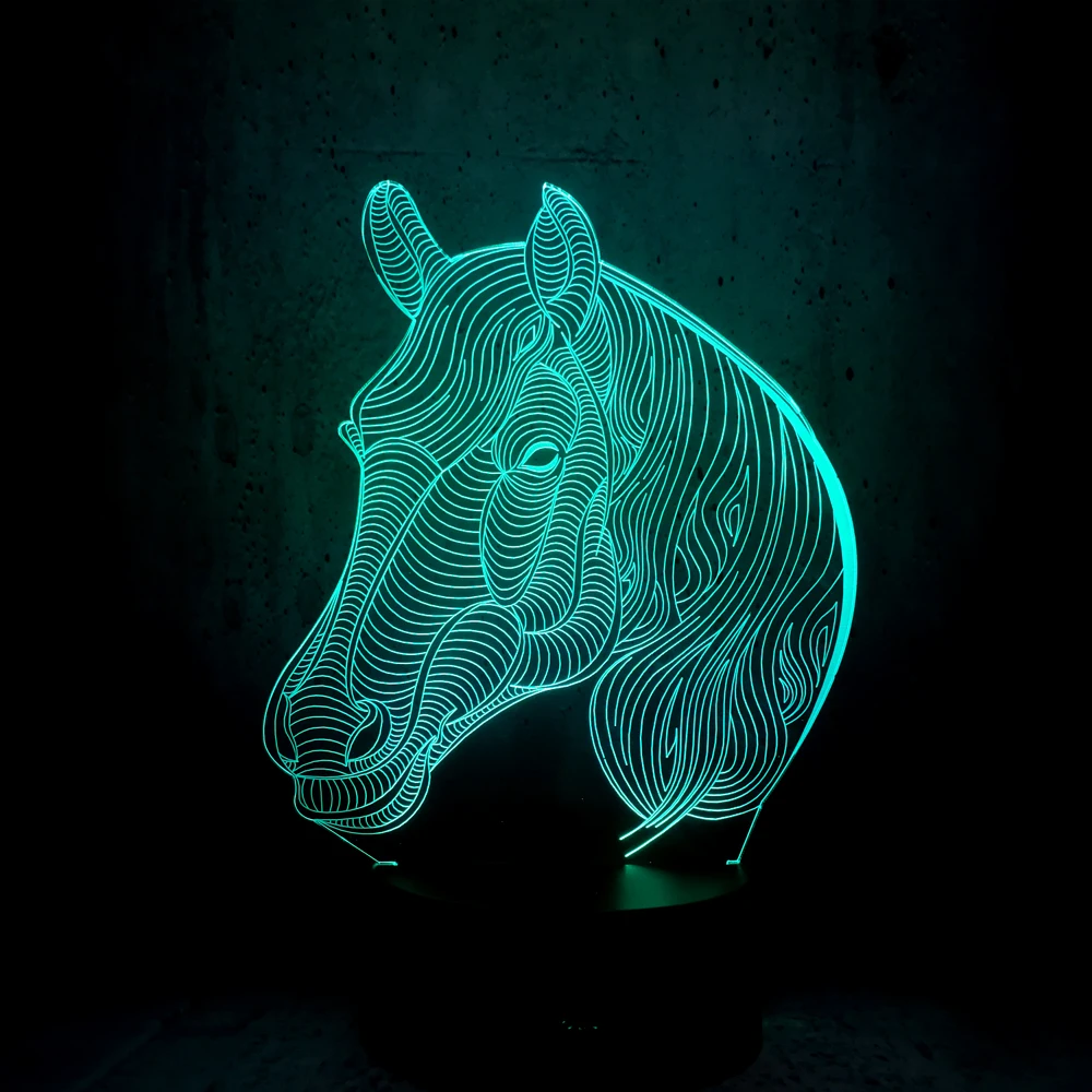 Голова Лошади животных ночные светильники 3D светодиодный USB лампа настольная