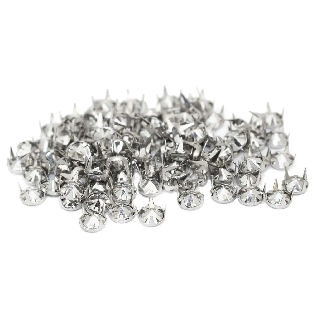 

100x 7mm Crystal Rhinestone Metal Round Spot Spikes Stud Rivets Leathercraft DIY Clothing Accessory