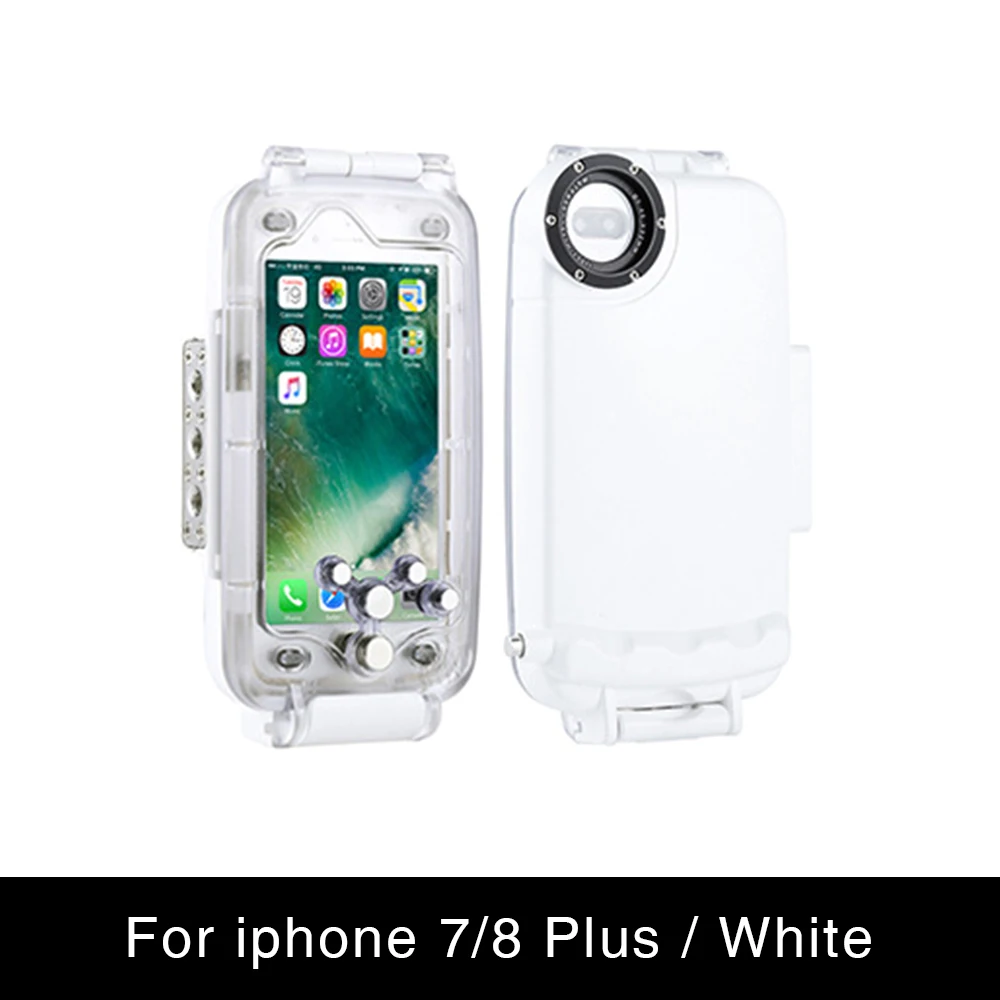 ET Дайвинг телефон Корпус для IPhone 7/8 7/8 Plus X 40 m/130ft профессиональный водонепроницаемый подводный защитный чехол для IPhone - Цвет: White For iphone78s