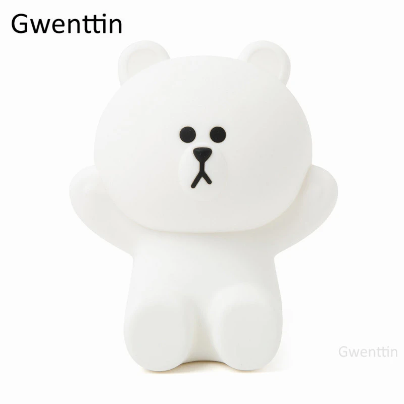 Bear Line Friends, медведь, кролик кони, ночной Светильник для маленьких детей, прикроватная лампа для спальни, светодиодный USB сенсорный зарядный силиконовый светильник, настольные лампы - Испускаемый цвет: Bear