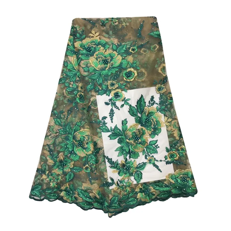 Африканский шнур кружева высокое качество французского с камнями и бисером в