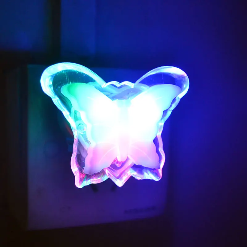 Светодиодная Ночная лампа с бабочкой энергосберегающая Милая цветная RGB