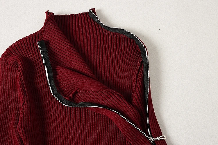 Женское трикотажное платье ALPHALMODA на молнии с длинными рукавами и