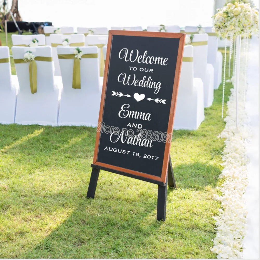 

Wedding Welcome Sign Decal Welcome to our Wedding Sign Personalized Wedding Stickers Vinyl Removable Waterproof Sticker LC115