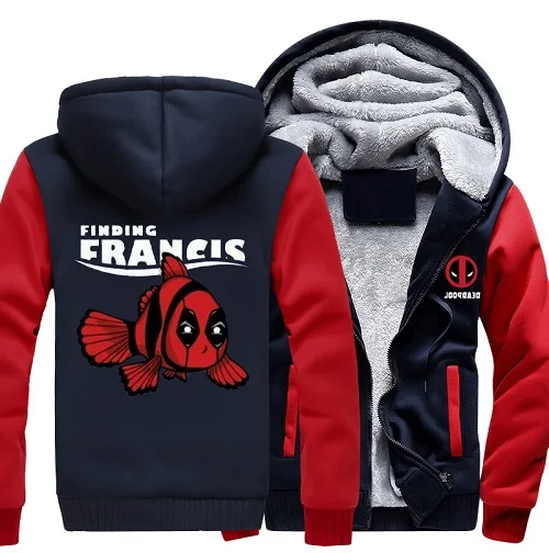 Dropshiping Сгущает Толстовка Для мужчин Женщин Дэдпул рыбы куртка на молнии