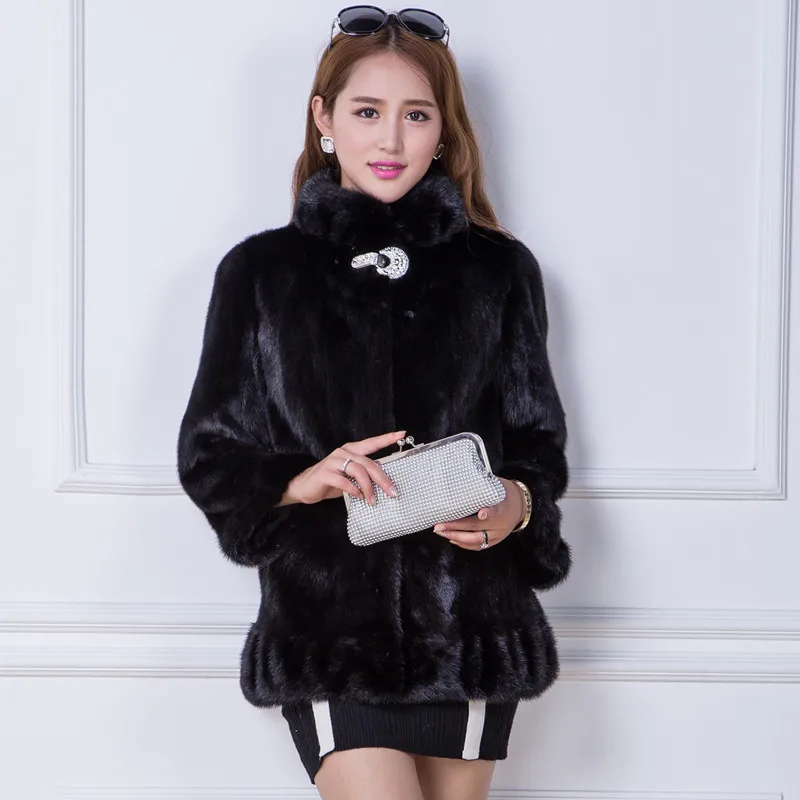Цельная норковая кожа натуральный мех новинка модное женское пальто с