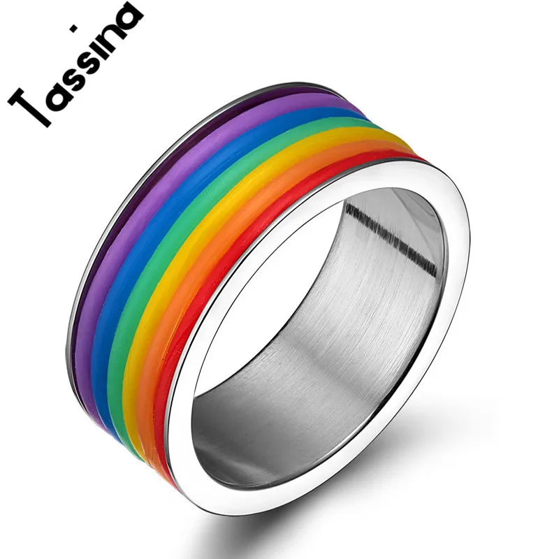 Кольцо Радужное из нержавеющей стали для лесбиянок ЛГБТ-флаг | Украшения и