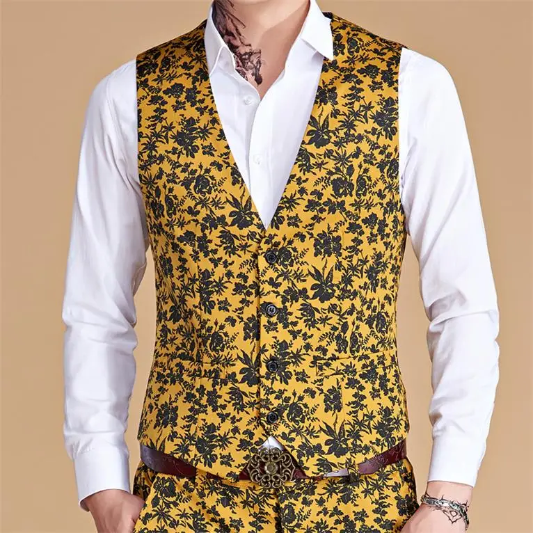 Мужской жилет с принтом модный рисунком певицы повседневное платье Приталенный