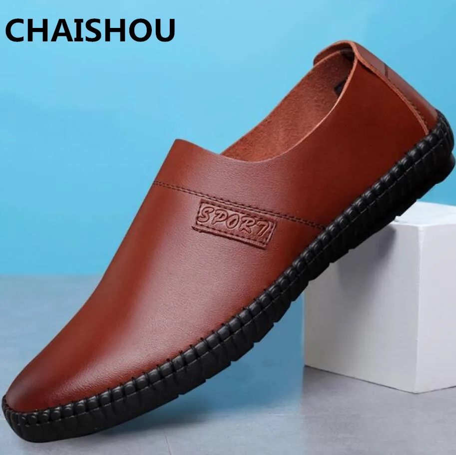 CHAISHOU/Новинка года; мужская повседневная обувь; модные кожаные лоферы на плоской подошве; сезон весна; дышащие водонепроницаемые мокасины; мужские лоферы; B-115