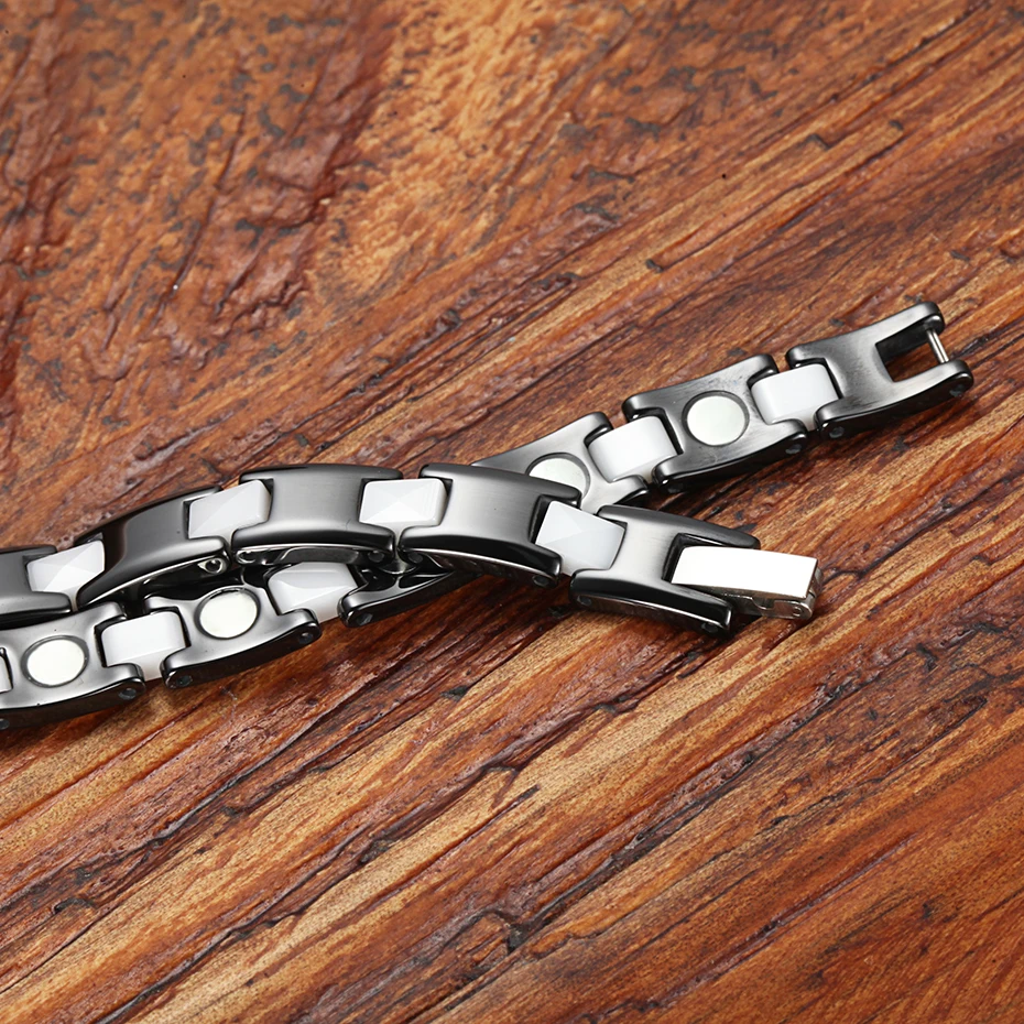 WelMag трендовые черно белые керамические браслеты и магнитные для женщин