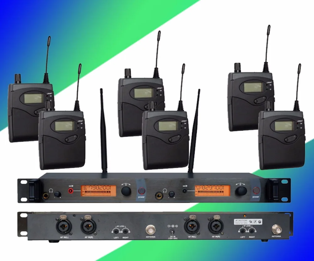 구매 6 팩 수신기 + 무선 인 이어 모니터 시스템, 전문 듀얼 채널 송신기 SR 2050 IEM