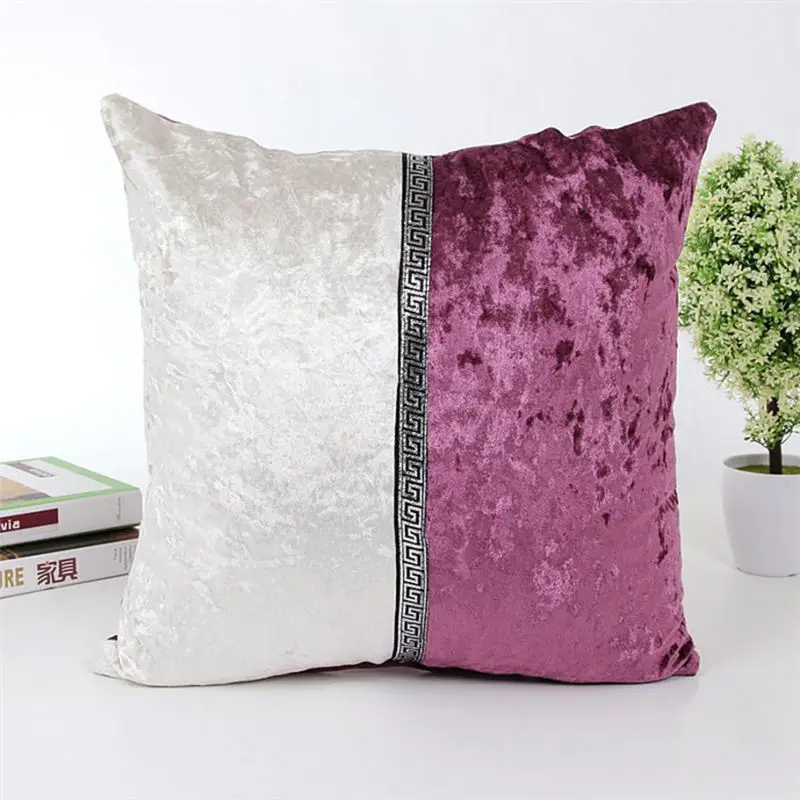 purple Новые модные Lmitation бархатная кожа пэчворк фарфор almofadas чехол домашнего декора кафе накидки на подушки, Наволочки размером 45*45 см - Цвет: purple