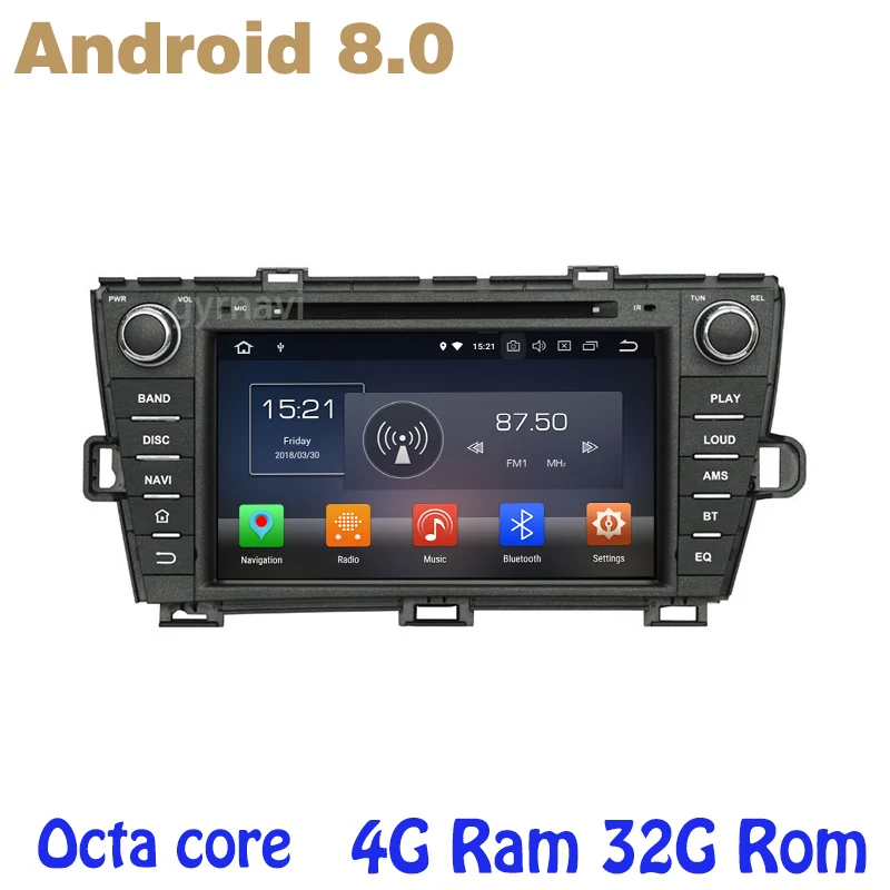 Android 8 0 автомобильный dvd проигрыватель с gps для toyota prius 2009 2013 Octa core PX5 4G Оперативная