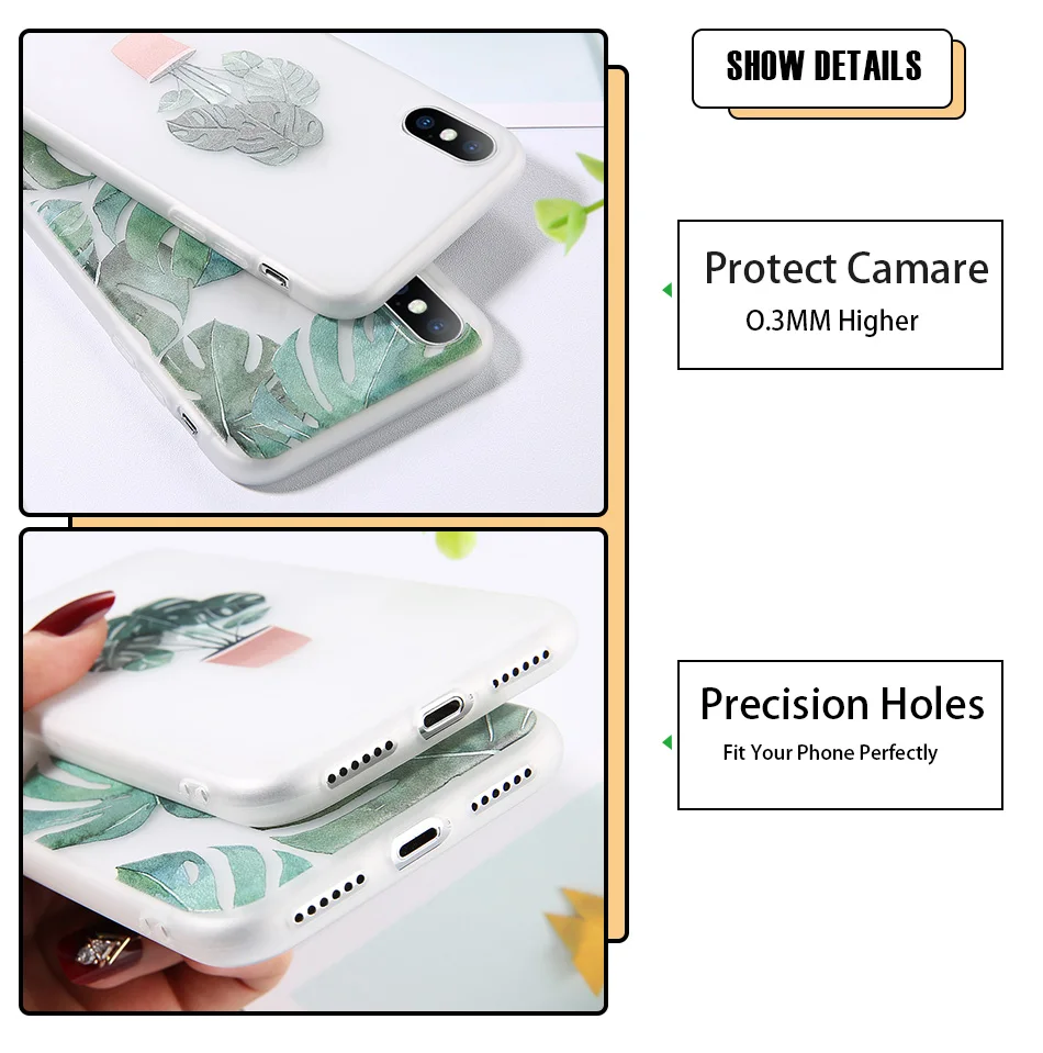 Чехол для телефона USLION Green Potted Plant Leaf для iPhone 11 Pro Max X XS Max XR, чехол для iPhone 6 7 6S 8 Plus, мягкий прозрачный чехол из ТПУ