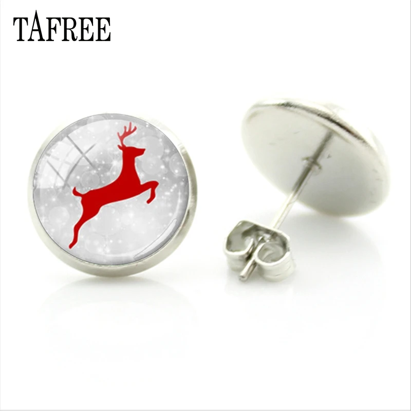 Новые рождественские Модные серьги гвоздики TAFREE с оленем Санта Клаусом красивой