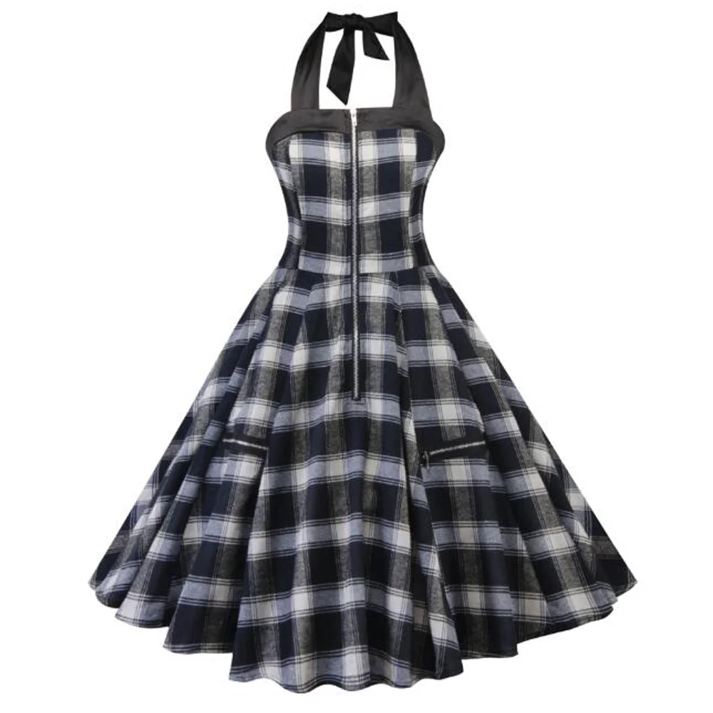 Женские платья 2021 летнее платье с лямкой на шее детское клетчатое винтажное