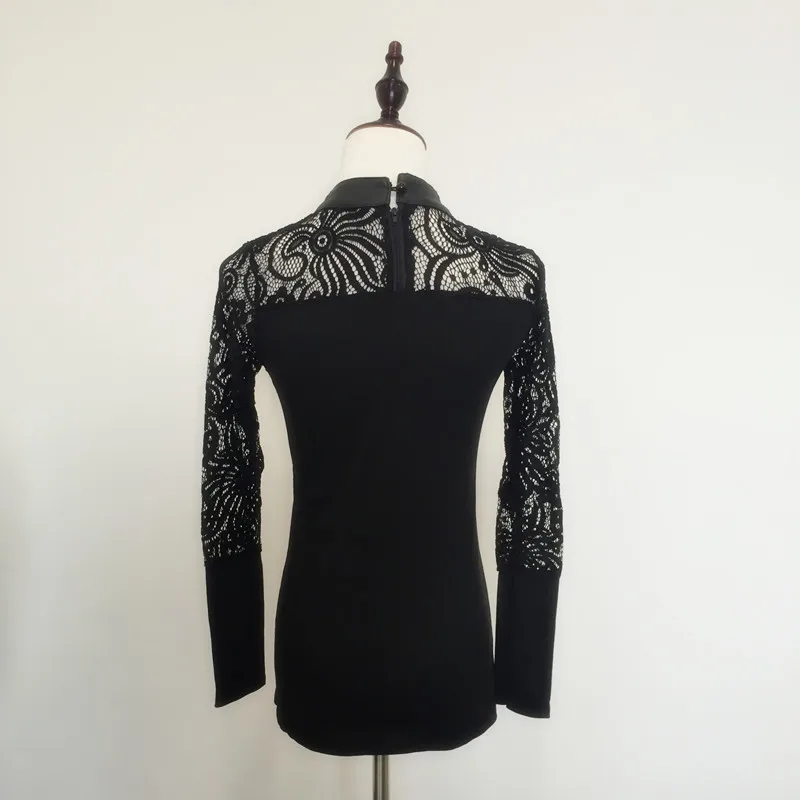 Fashion Women Crew Neck Hollow Out Long Sleeve Slim Knitwear Female Sexy Lace Party Club Wear Base Sweater Size M L XL Hot Sale | Женская