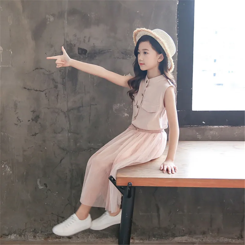 Комплект детской одежды одежда для девочек-подростков однотонные топы Детский