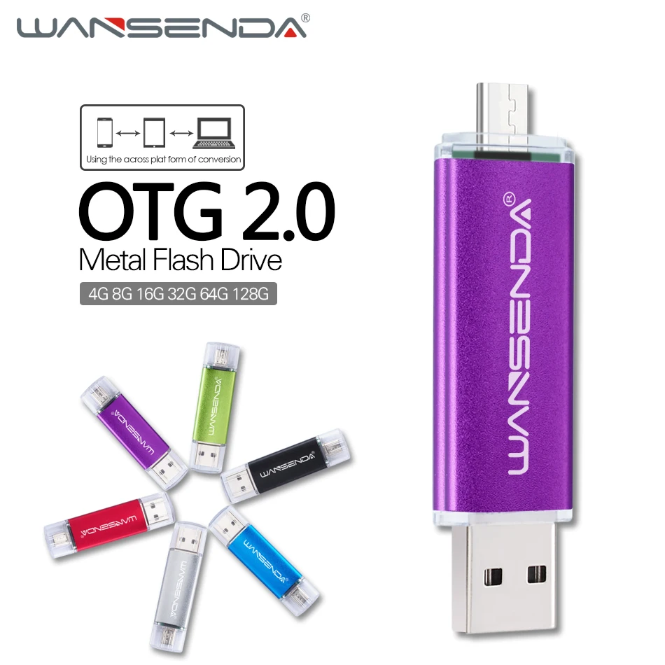 Флеш накопитель WANSENDA USB 2 0 OTG 256 ГБ 128 64 32 16 Micro карта памяти 8 Гб|otg usb flash drive|flash driveusb