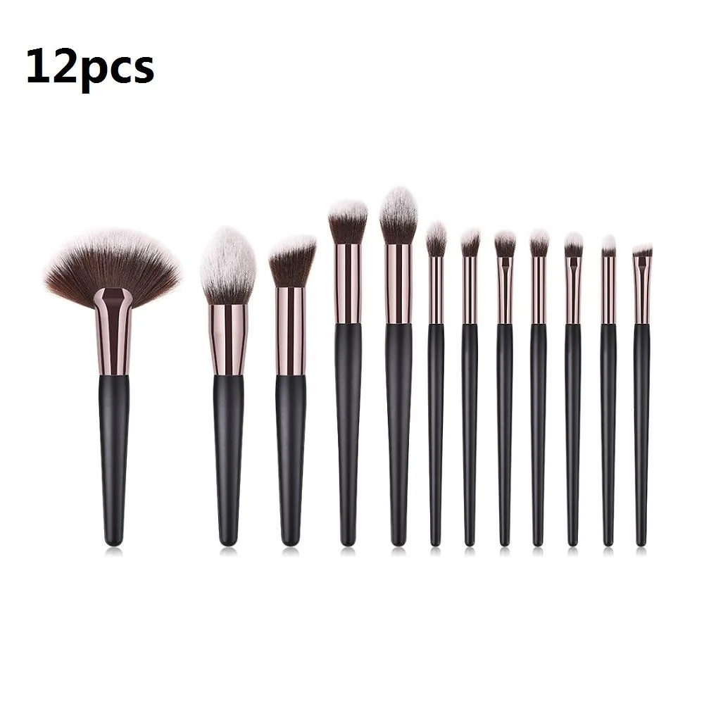 12pcs-2 11/12 шт натуральная щетина кисти для макияжа лица набор для тонального крема Румяна Тени для бровей порошок для ресниц тени для век контурная кисть Maquiagem - Handle Color: 12pcs-2