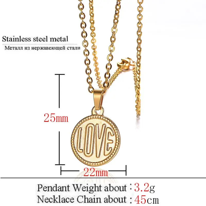 ZFVB Fashion Lovers LOVE Pendant Necklaces Women Stainless Steel Gold Silver color Clavicle Chain Necklace Pendants Jewelry Gift | Украшения