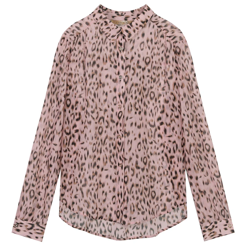 ELFSACK Casual Leopard Women Shirts 2019 Spring New Turn-down Collar Blouse Full Woman Chiffon Ladies Clothing | Женская одежда
