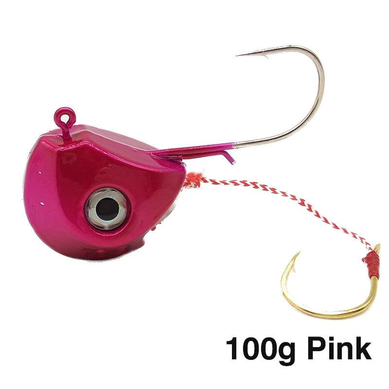 Hennoy Новинка джиг приманки 40 г 60 г 80 г 100 г свинцовая головка Джиги с одним крюком Pesca аксессуары лодка рыбалка Enquipment - Цвет: 100g Pink