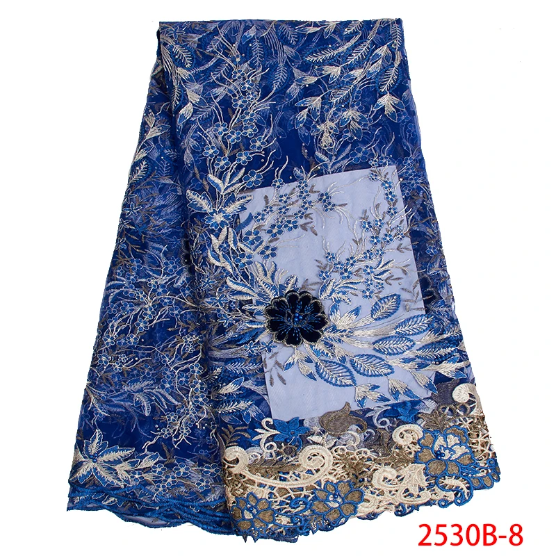 

Green African Tulle Lace Fabric with Beads 2019 Latest Wholessale Water Soluble Lace for Women Wedding Evening Party APW2530B-4