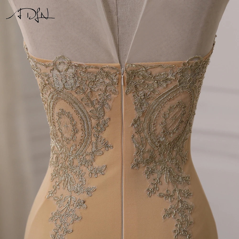 ADLN недорогое вечернее платье в наличии Золотая аппликация с рукавом крылышком