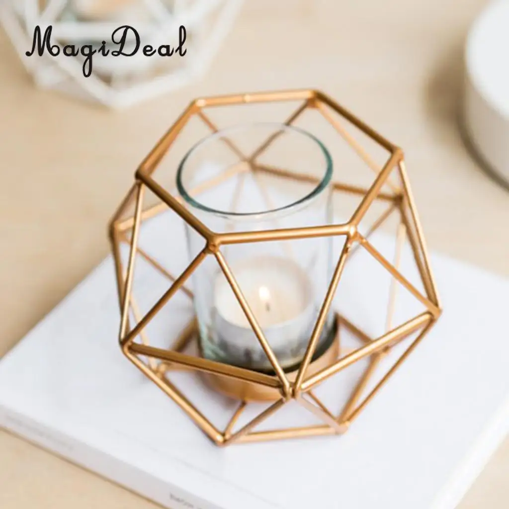 MagiDeal 8 шт 3D геометрический свадебный подсвечник Votive золотой|Подсвечники| |