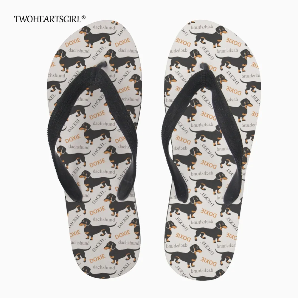 Шлепанцы twoheart sgirl женские с рисунком таксы пляжные тапочки животными мягкие
