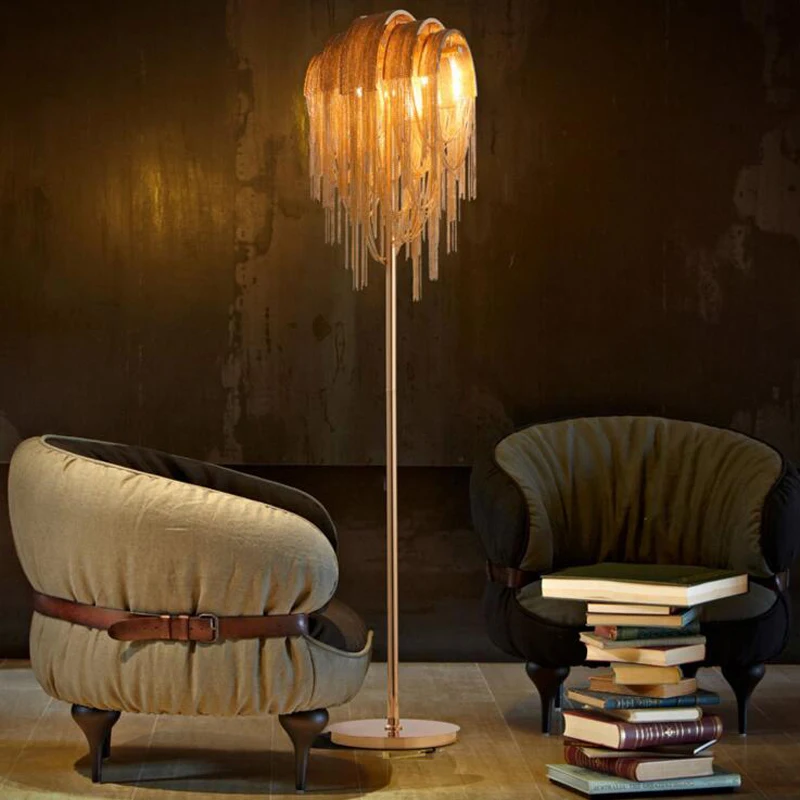 Современная креативная индивидуальная Напольная Лампа алюминиевые цепные