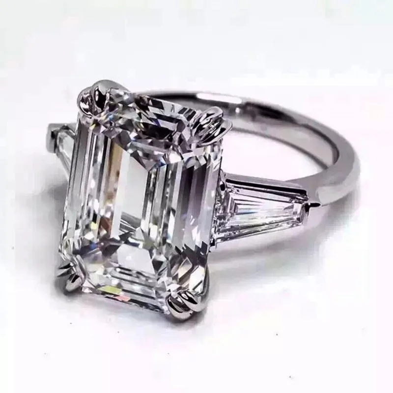 Принцесса вырезанное кольцо 100% Настоящее серебро Цвет 3ct AAAAA Cz камень обещание