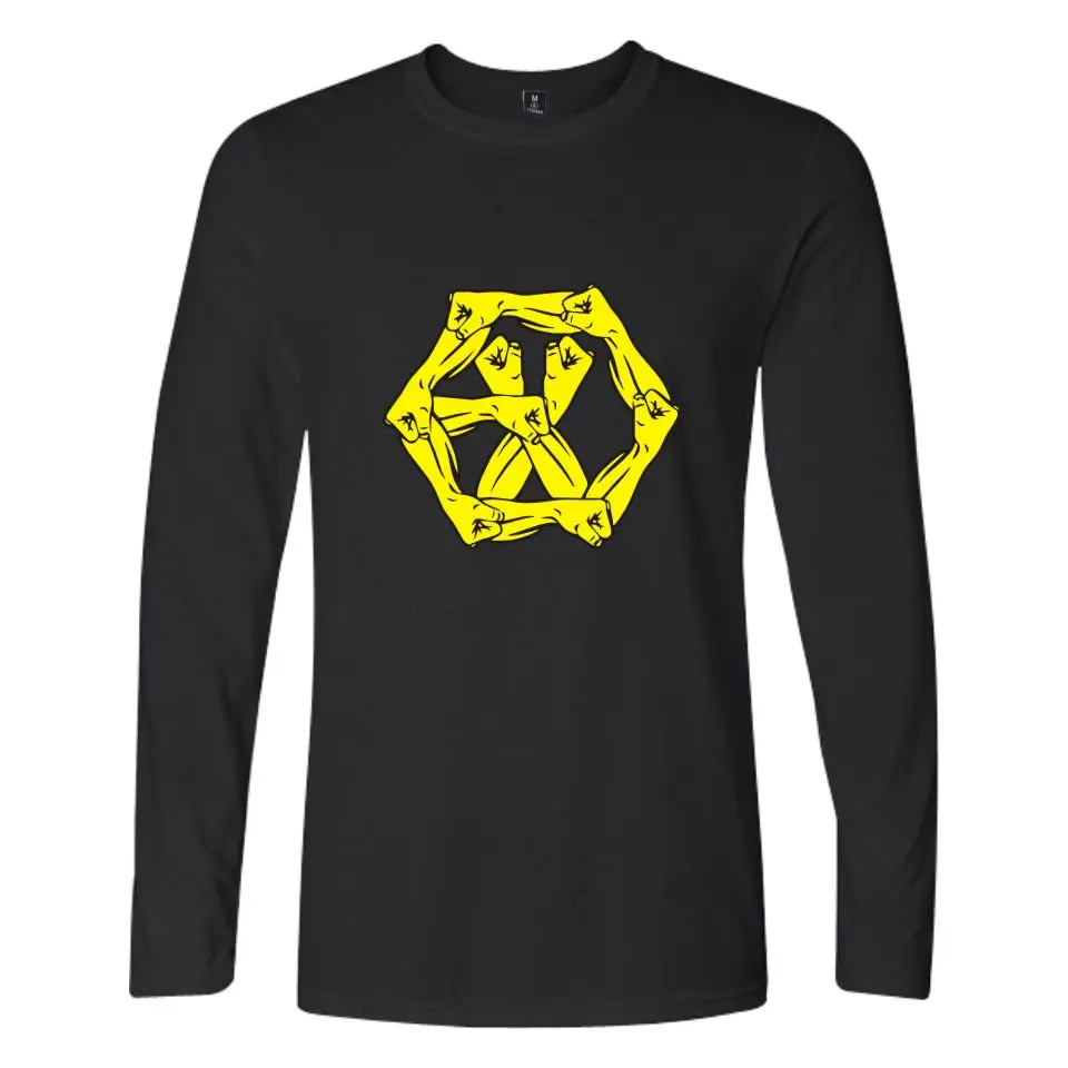 Футболка EXO M K с длинным рукавом Модная хлопковая рубашка названием участников