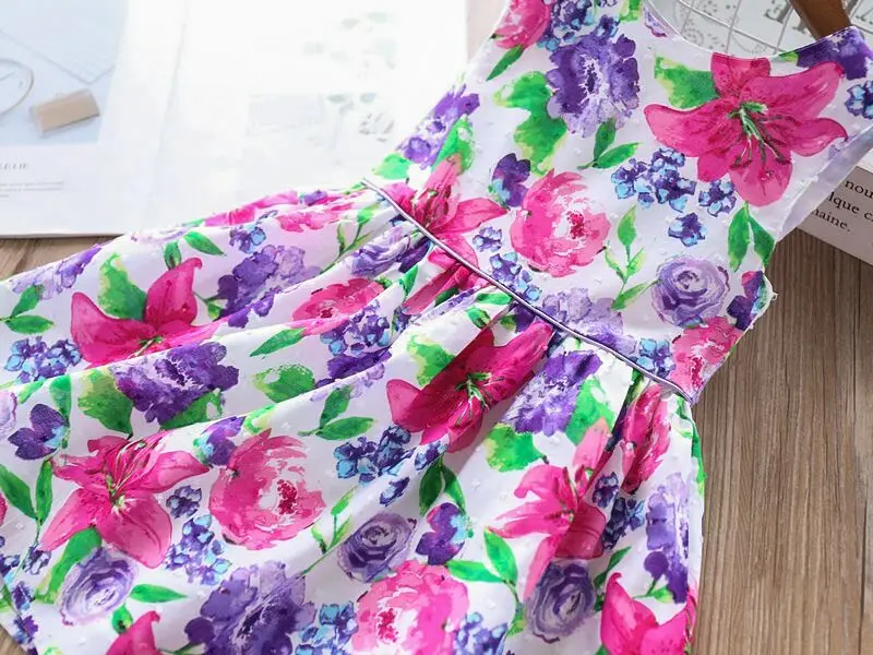 Хлопковое платье с цветочным рисунком для маленьких девочек детское Элегантное