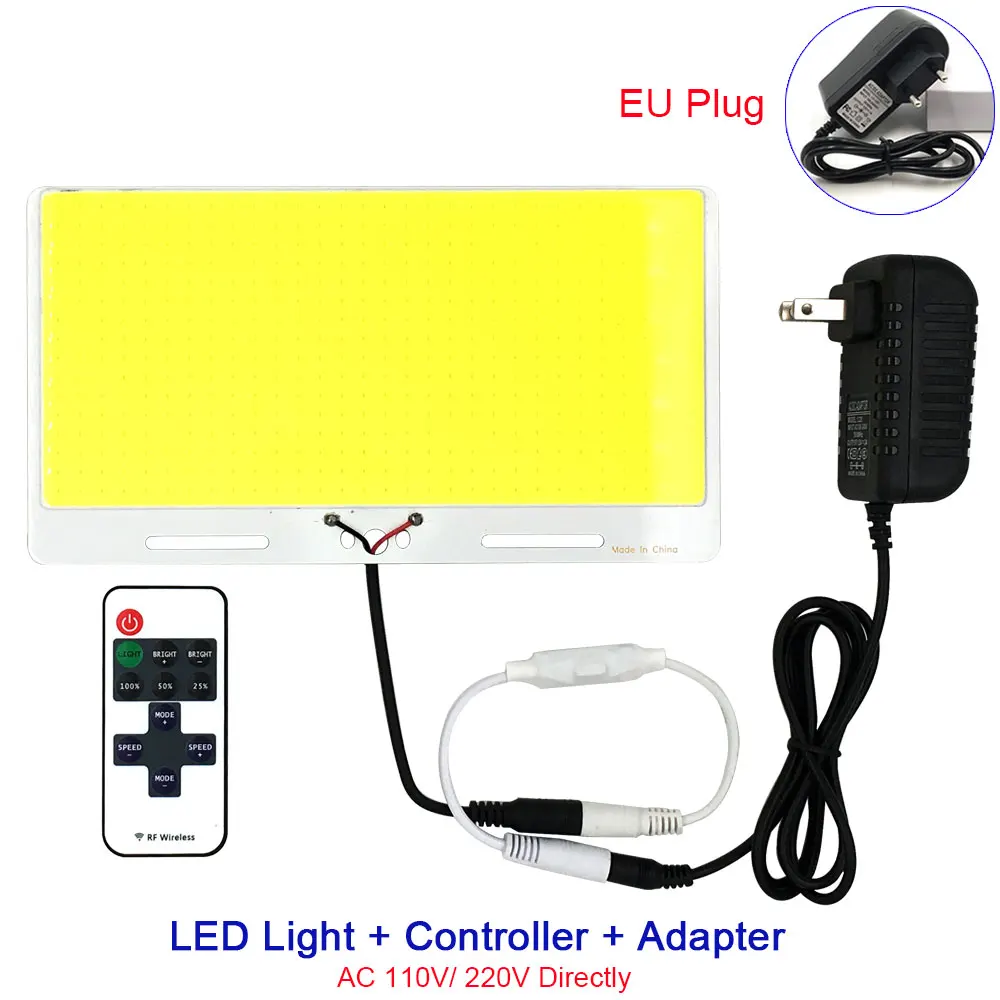 COB Dimmer EU Plug Холодный белый Светодиодный панельный светильник 200 Вт 12 В COB лампа с регулятором яркости 220*120 мм 110 В 220 В светодиодный светильник для внутреннего и наружного освещения автомобиля - Испускаемый цвет: COB Dimmer EU Plug