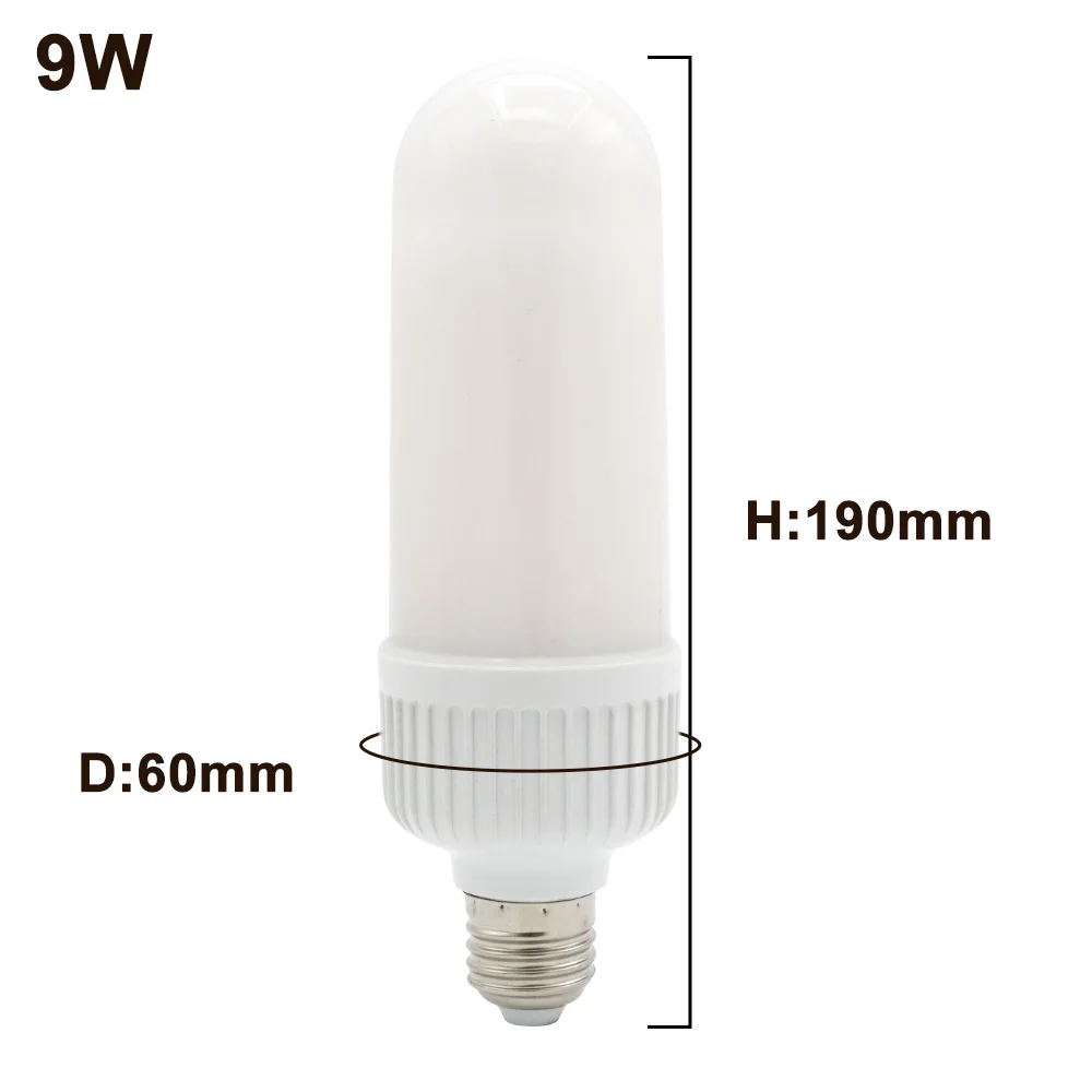 AC 85-265V 2835SMD светодиодный светильник с эффектом пламени E27, имитирующий 3 Вт 9 Вт Мерцающая лампа, декоративный креативный светильник с эффектом мерцания - Испускаемый цвет: 9W