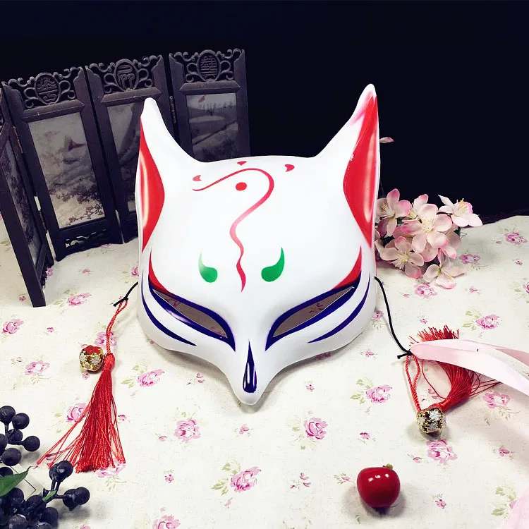 Красочные ПВХ лисицы маски маска кицунэ для косплея и маскарада Хэллоуин вечерние Onmyoji лиса маска японские аксессуары мультфильм косплей аниме - Цвет: FOX-B