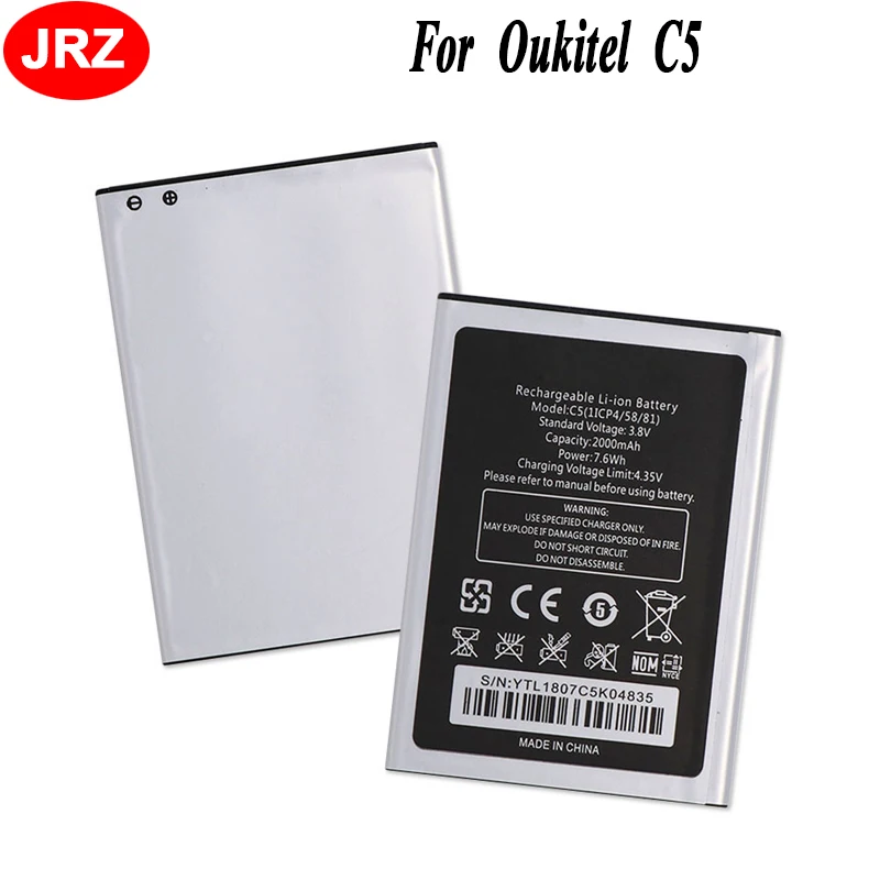 

JRZ LOT=10PC For Oukitel C5 Phone Battery 2000mAh Hight Capacity 3.8V Top Quality Replacement Batteries