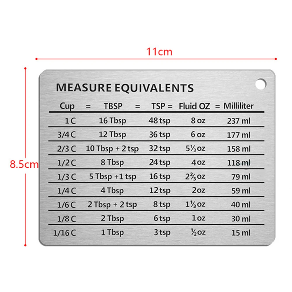 Home Magnetic Mount Spoon Accessories Baking Scale Plate Kitchen Measuring Cups Cooking Conversion Chart | Дом и сад