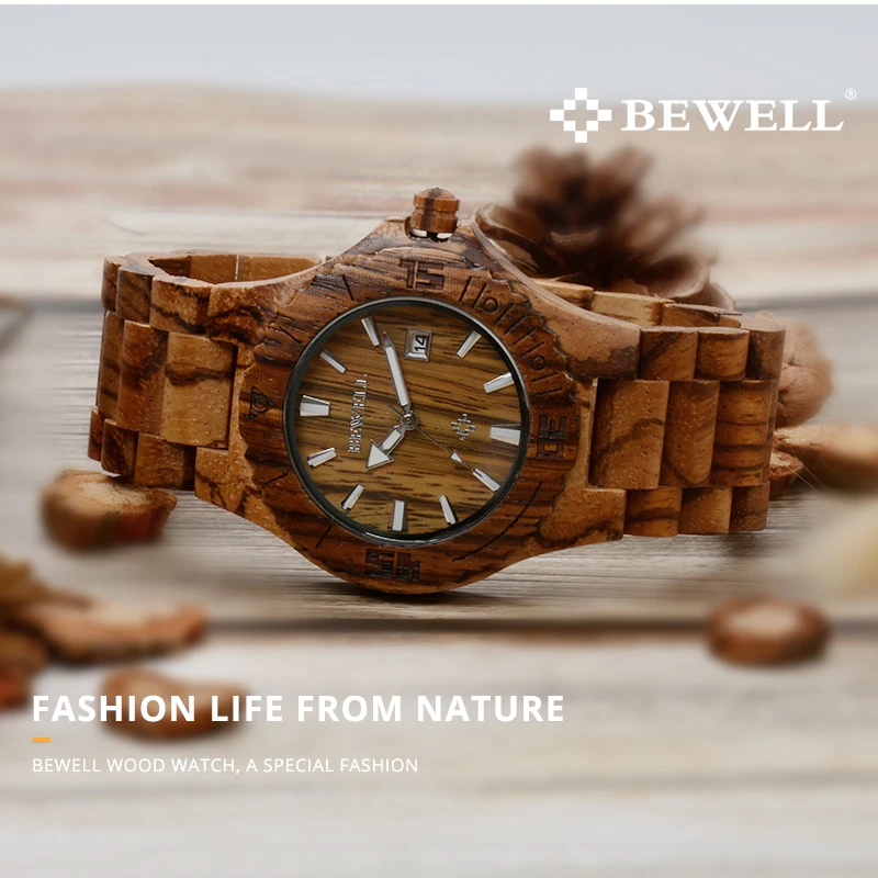 Деревянные роскошные часы для мужчин BEWELL модные водонепроницаемые мужские с