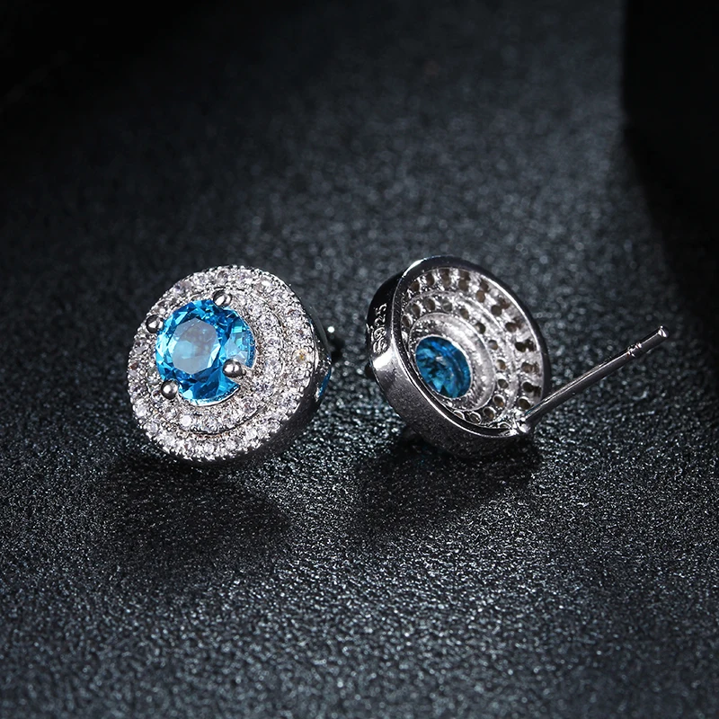 Женские серьги гвоздики с фианитом цвет белое золото|earrings for women white|earrings womenfashion