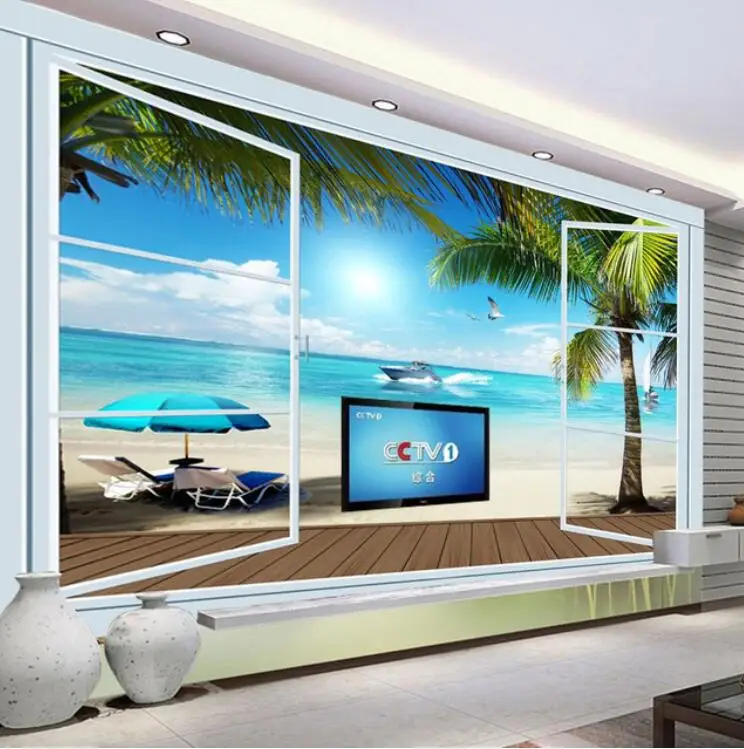 Изготовленный На Заказ 3D фото обои океан стерео окна ТВ фоновые настенные