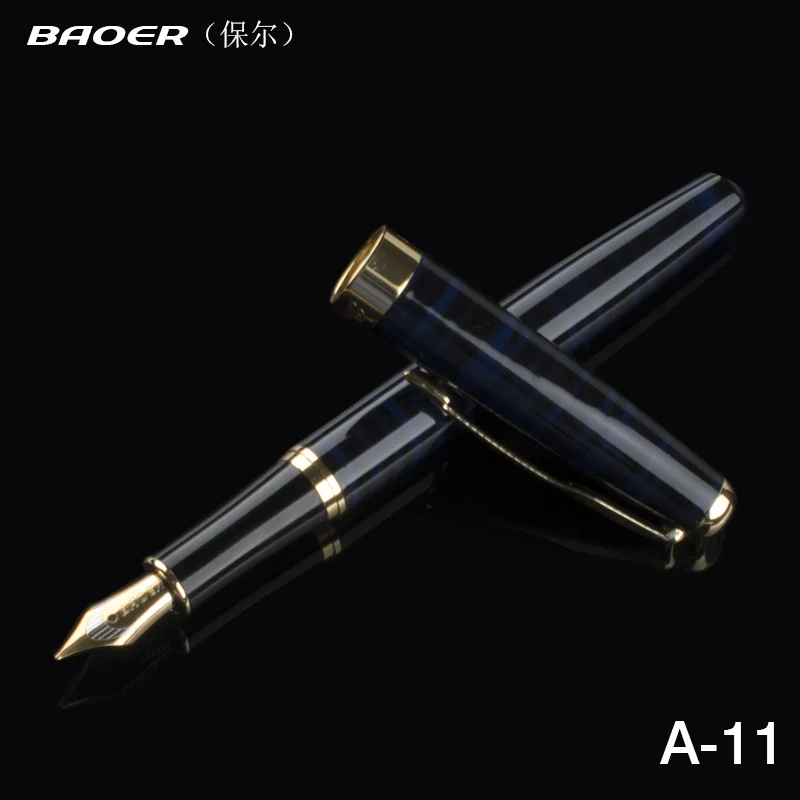 

Перьевая ручка Baoer 388 с синим и золотым металлическим зажимом, 0,5 мм, 1 шт.
