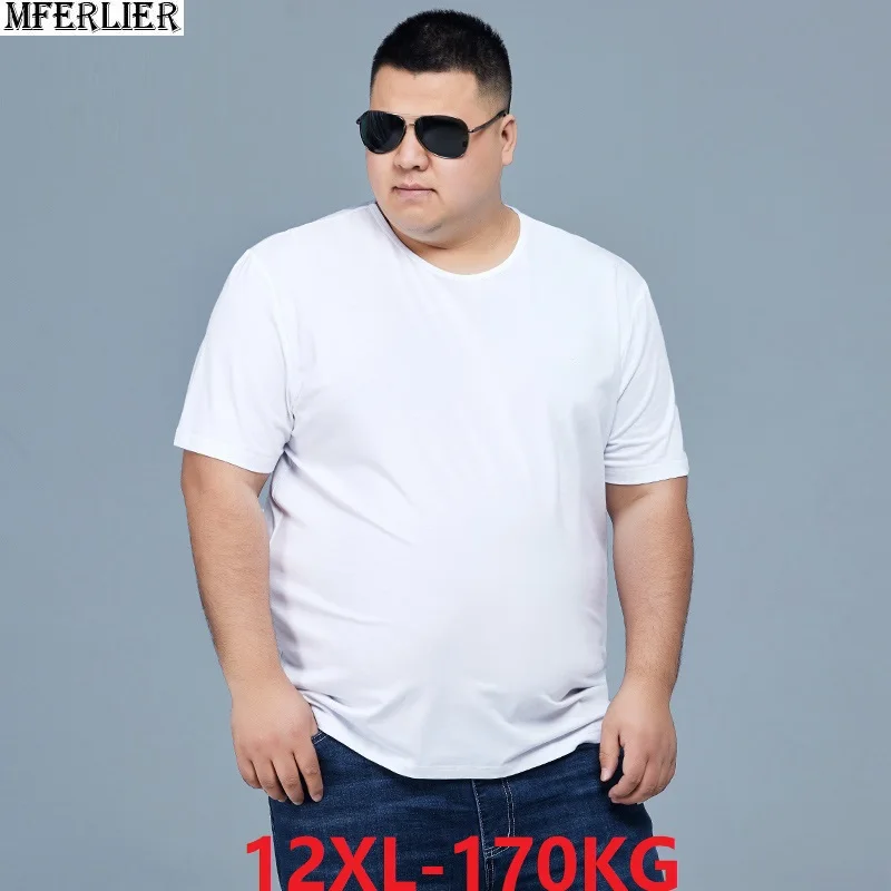 Новые летние футболки с коротким рукавом размера плюс большой 5XL мужские повседневные 8XL 10XL 12XL простые домашние футболки однотонные черные футболки 56 58