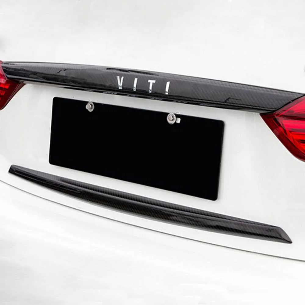 Внешние аксессуары для infiniti Q50 Q50L багажник Задняя дверь бампер из углеродного волокна декоративная защитная наклейка крышка