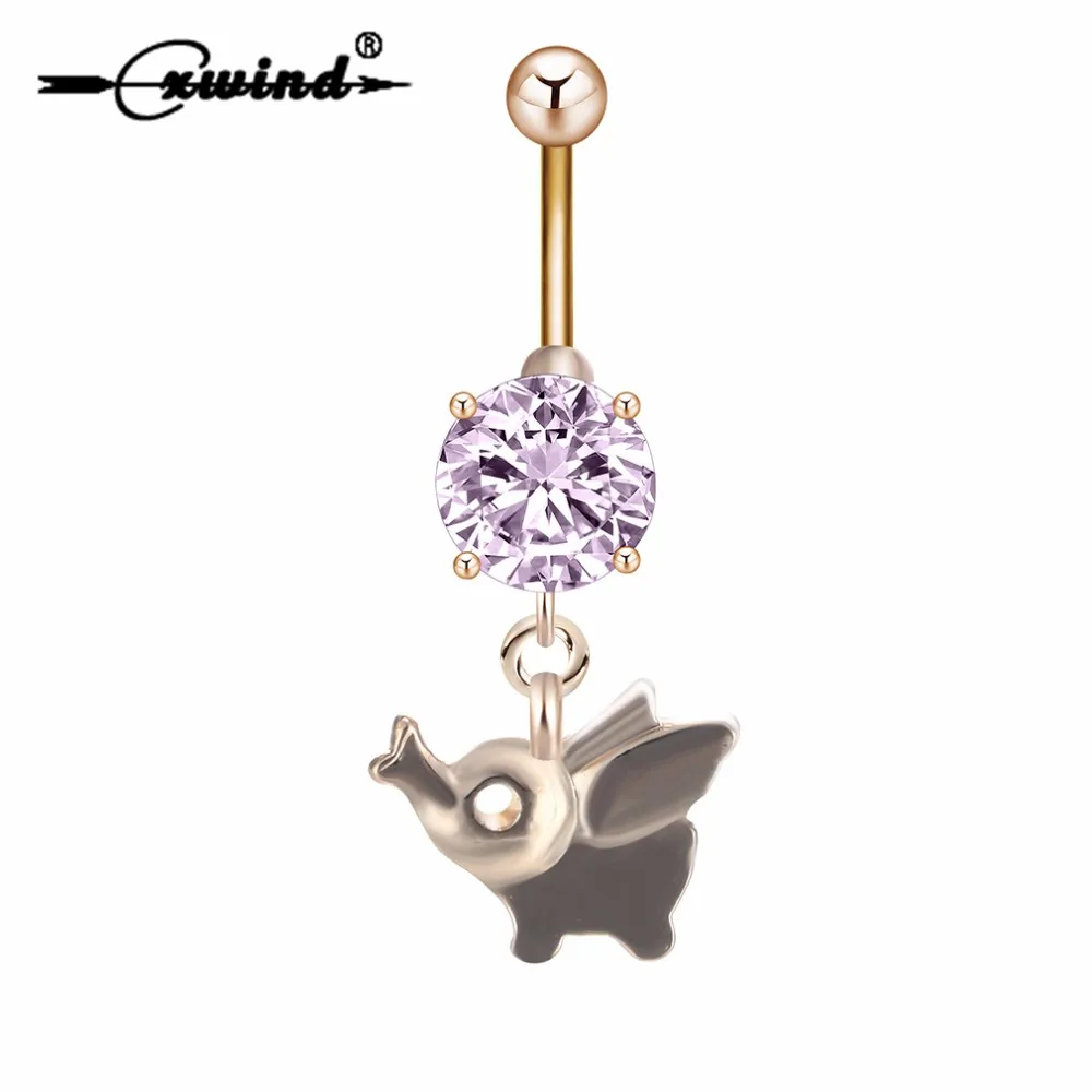 Cxwind украшения для пупка слон животное Циркон присинг тела Crystal Bell сексуальное