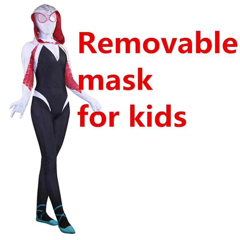 For kids Костюм паука Гвен Стейси косплей костюм Человека-паука Zentai боди костюм для детей и взрослых - Цвет: For kids