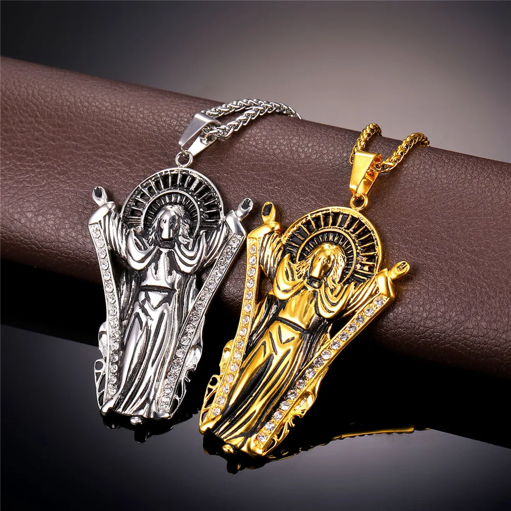 Для мужчин ювелирные изделия золото Иисус кусок подвески ожерелья 316L