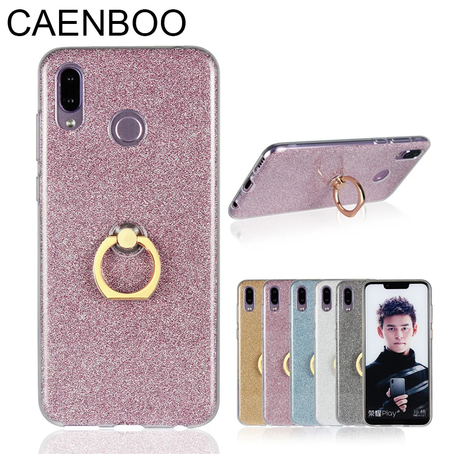 Phone Case For Huawei Honor Play Soft Silicone Transparent Cover With Stand Holder Ring Cases HonorPlay 6.3'' 2018 |